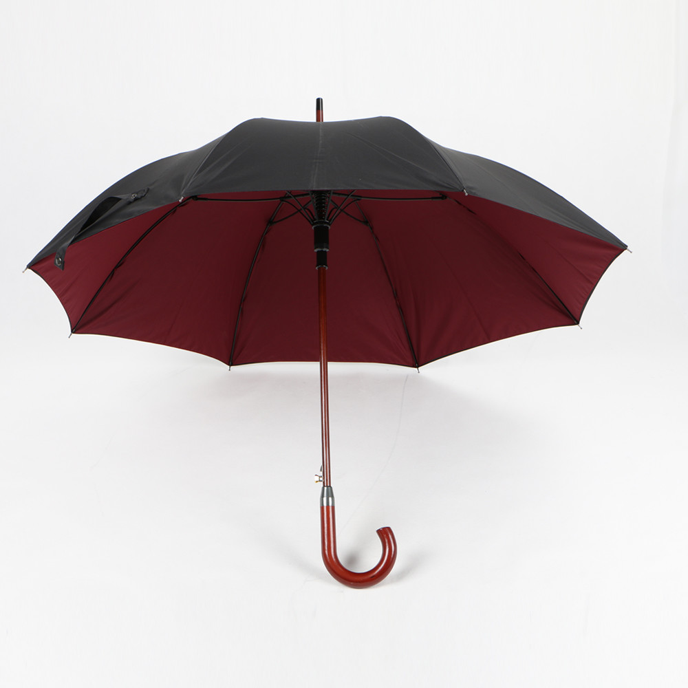  Black Wooden Hook Handle Umbrella , Curved Handle Large Rain Umbrella Durable Manufactures