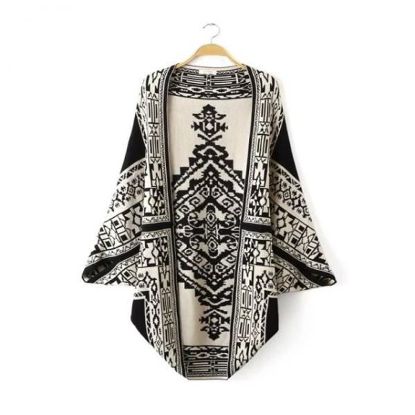 Quality European fashion  jacquard shawl knitting cloak double side wear  womens' fashion sweater for sale