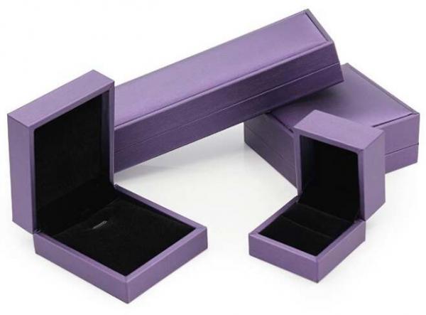Quality High End Leather Jewelry Box Purple Covering Transparented Acrylic With Paint Finish for sale