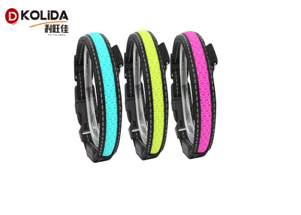 Quality Pet Nylon Luminous Fluorescent LED Dog Collar Leashed in Dark Size S / M / L for sale