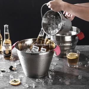 Wholesale custom silver stainless steel wine champagne beer ice bucket for bar 616g cheap steel ice bucket