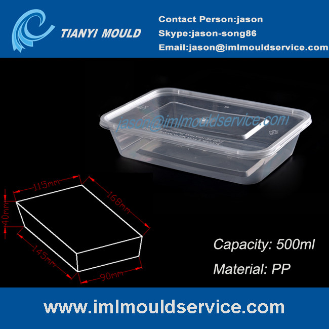 China 500ml thin wall diposable plastic rectangular box and containers mould with lids on sale
