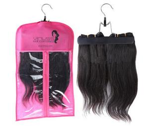  Custom pvc hair extensions carrier hair extension hanger bags.Size 29CM*65CM.Material is PVC and  woven Manufactures