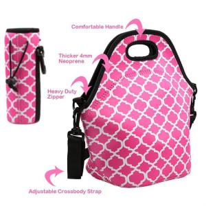  Cheap wholesale OEM customize size fashion neoprene insulated lunch bag with water bottle sleeve.Size:30cm*30cm*16cm Manufactures