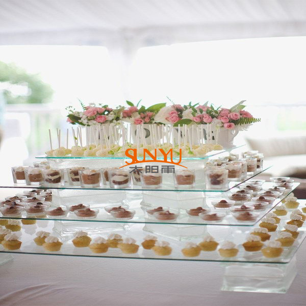 Dessert Food Service Trays Stack More Tiers Glass Plexiglass Display Shelves Manufactures
