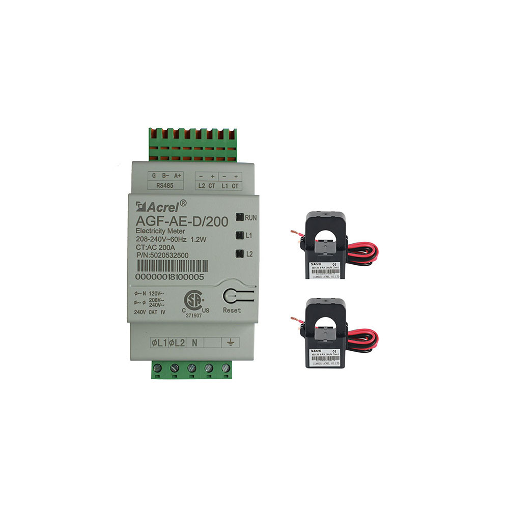  Acrel AGF-AE-D/200 factory price single phase 3 wire 2 channel energy power meter U L ANSI certificate for off-grid inve Manufactures