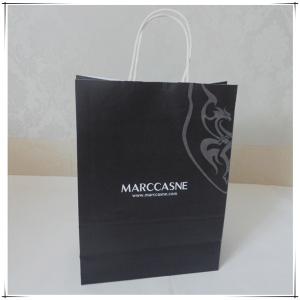 China 100 Gram Kraft Paper Shopping Bag Black / White Handle 30 x 15 x 38cm on sale