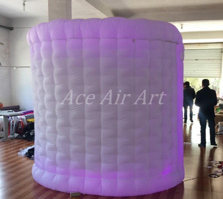 white oval type lighting inflatable tent for photo booth with 1 door enclosure and led lights made in China