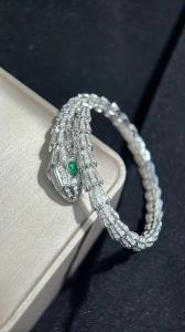  Custom Made Bulgari 18k White Gold Bracelet Pave Diamond Serpenti Bracelet Manufactures