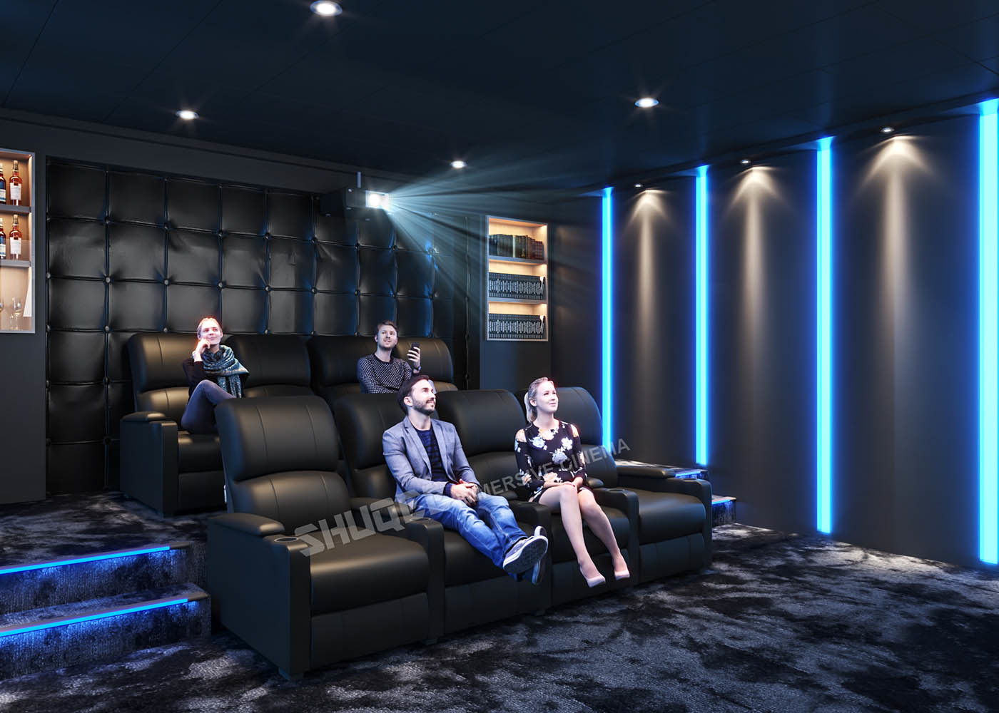  Movie Reclining Sofa Chairs For Home Cinema System With Amplifier / 3D Projector Manufactures