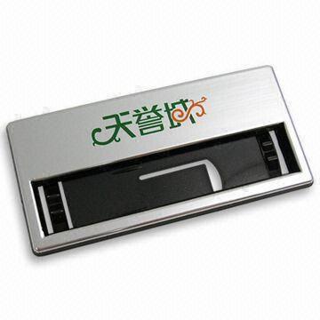  Silver Window Name Badges/Safety Pin, Available in Black Color, Made of ABS and PVC Materials Manufactures