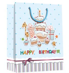  Good quality birthday design paper bag with glossy /shinny lamination Manufactures