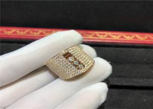  Custom Made 18K Gold  Move Ring With Three Delicate Flowing Diamonds Manufactures