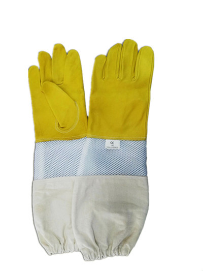  Soft Beekeeping Gloves Ventilated Goatskin Yellow Color 180g 4 Type Sizes Manufactures