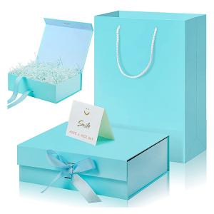 China Custom Luxury Packaging Gift Present Box With Lids And Changeable Ribbon Paper Bags A Greeting Card And Tissue Paper on sale