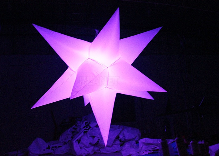 Different Size Hanging Inflatable Led Star 190 T Polyester Material For Party Manufactures