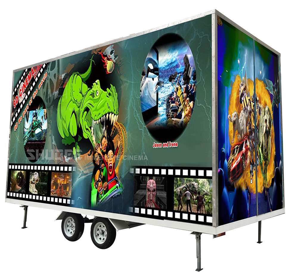  Flexible Mobile 5D Cinema With Trailer And 12 Red Motion Electric Seats Manufactures