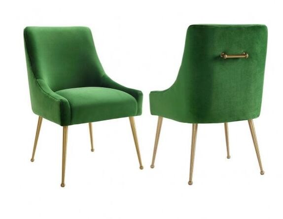 China Restaurant Wedding Dining Chairs Emerald Green Velvet Fabric Metal Designer on sale