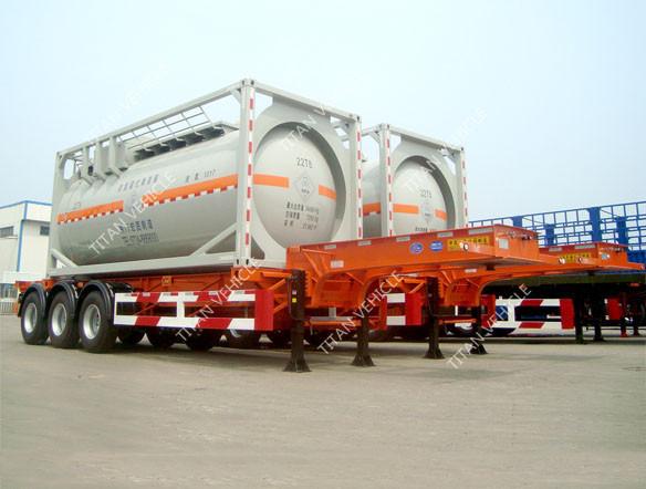Quality Tri Axle 20ft  ISO Tank Container Transport Skeletal Chassis Semi Trailer for sale