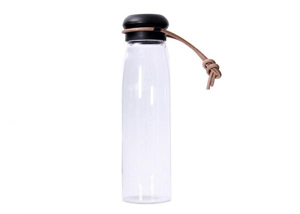 Quality 600ml Glass Water Drinking Bottles / Eco Friendly Glass Water Bottles for sale