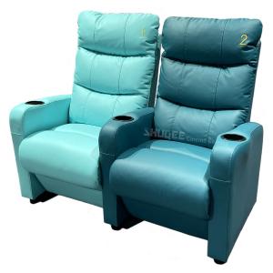  3D Colorful Movie Theater Seating VIP Leather Cinema Sofa With Cup Holder Manufactures