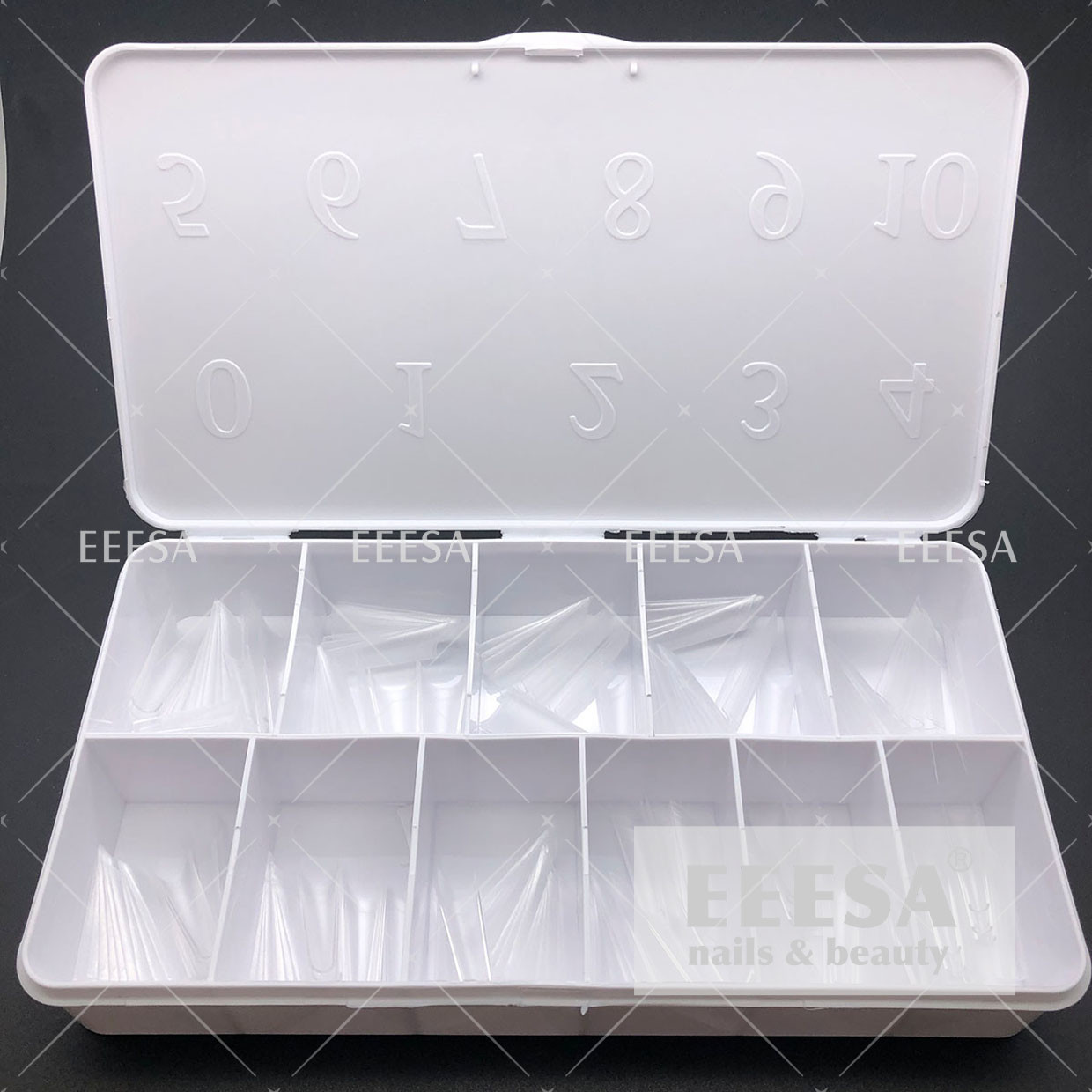  Private Label Custom Numbered Plastic Clear Transparent Black Pink Empty Nail Tip Box Manufactures