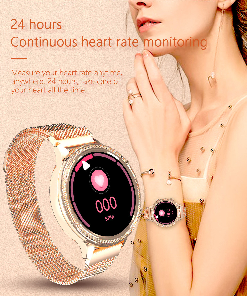 Metal Shell Waterproof 4.2V Ladies Bluetooth Smart Watch
