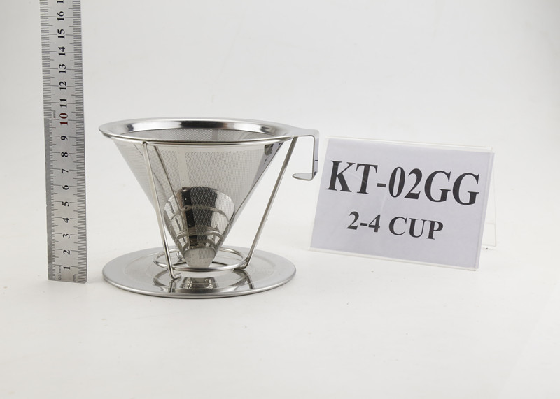  Stainless Steel Pour Over Cone Dripper With Separate Stand , Metal Coffee Filter Cone Manufactures