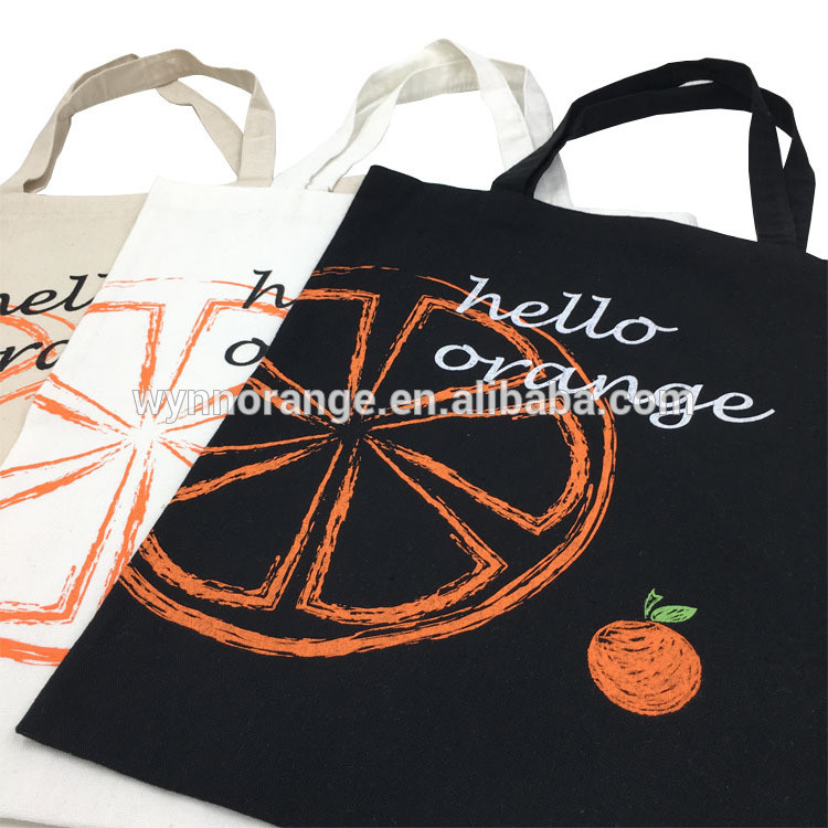 White Printed Travel Tote Bags For College Cotton Material Customized Size
