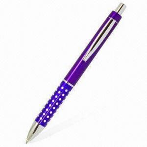  Plastic Click Pen with Sparkling Crystals and Nickel Silver Parts, Measures 129 x 10mm Manufactures