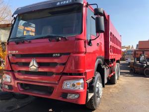 China HOWO 375 Second Hand Dumper Truck RHD / LHD 10 Tires Manual Transmission Red Color on sale