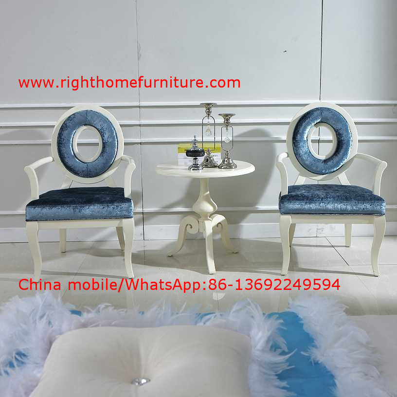 Leisure fabric with white painting solid wood chair in Neoclassical design and cocktail end table Manufactures