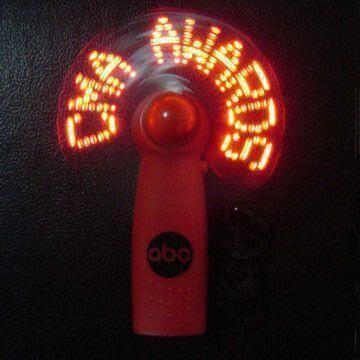  CE-approved LED Flashing Message Fan with Three x AAA Batteries, Made of Plastic Manufactures