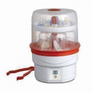 China 6 Baby Bottles Steam Sterilizer with LCD Display, Voice Reminder and Plastic Bottle Clamp Features on sale