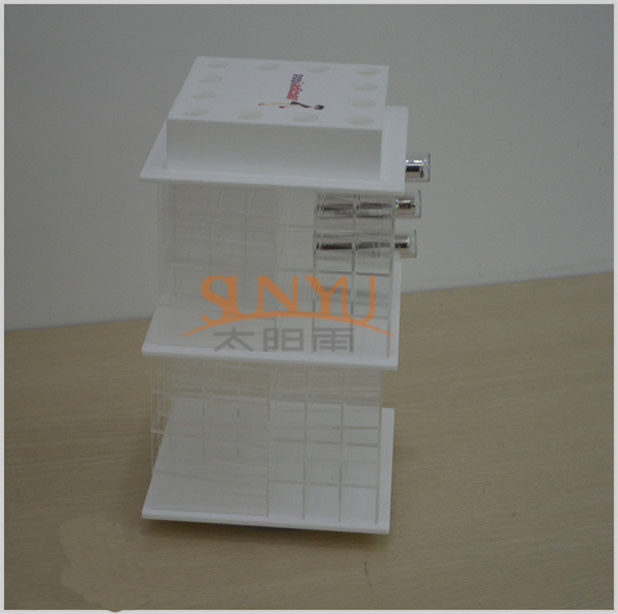  White MDF Clear Acrylic Display Stands / Custom Cosmetic Display Rack Manufactures