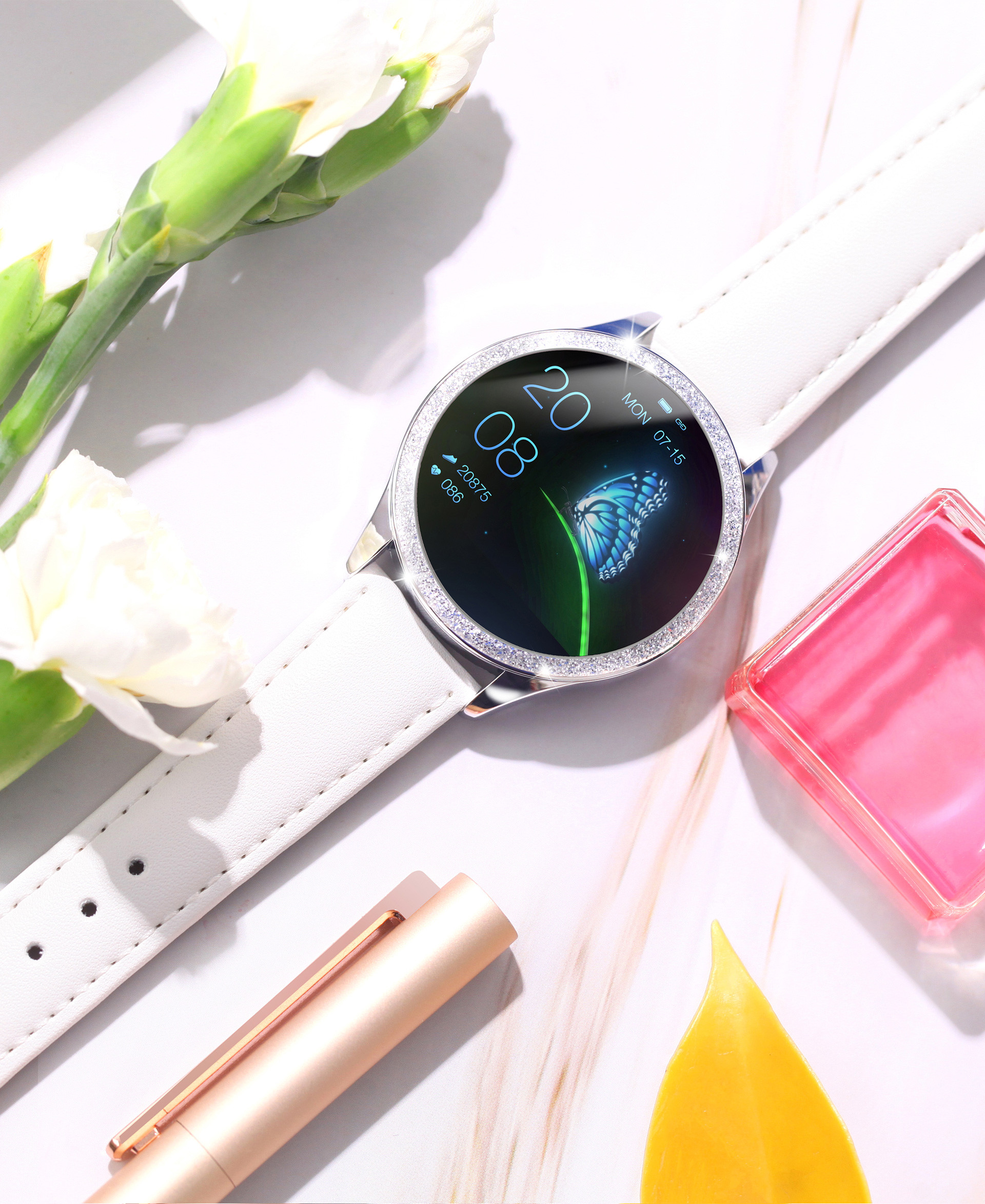 Round Lady Style NRF 52832 Heart Rate Monitor Smartwatch