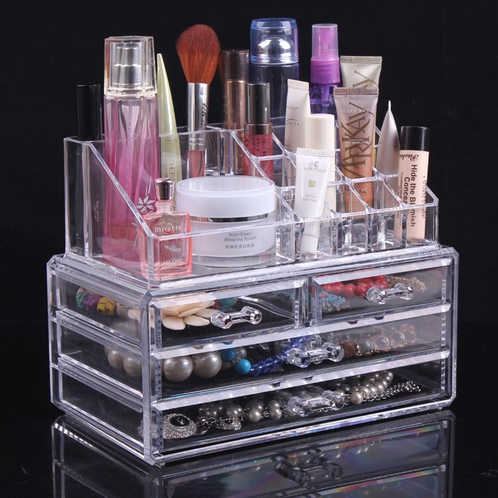 Multifunction Plastic Makeup Display Stand Jewelry Display Cases With Three Drawer Manufactures