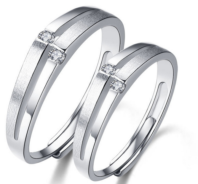 High quality 925 sterling silver rings diamond couple rings