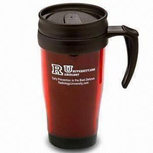 China Double Wall Plastic Travel Mug, Customized Logos are Accepted, Fits in Vehicle Cup Holders on sale
