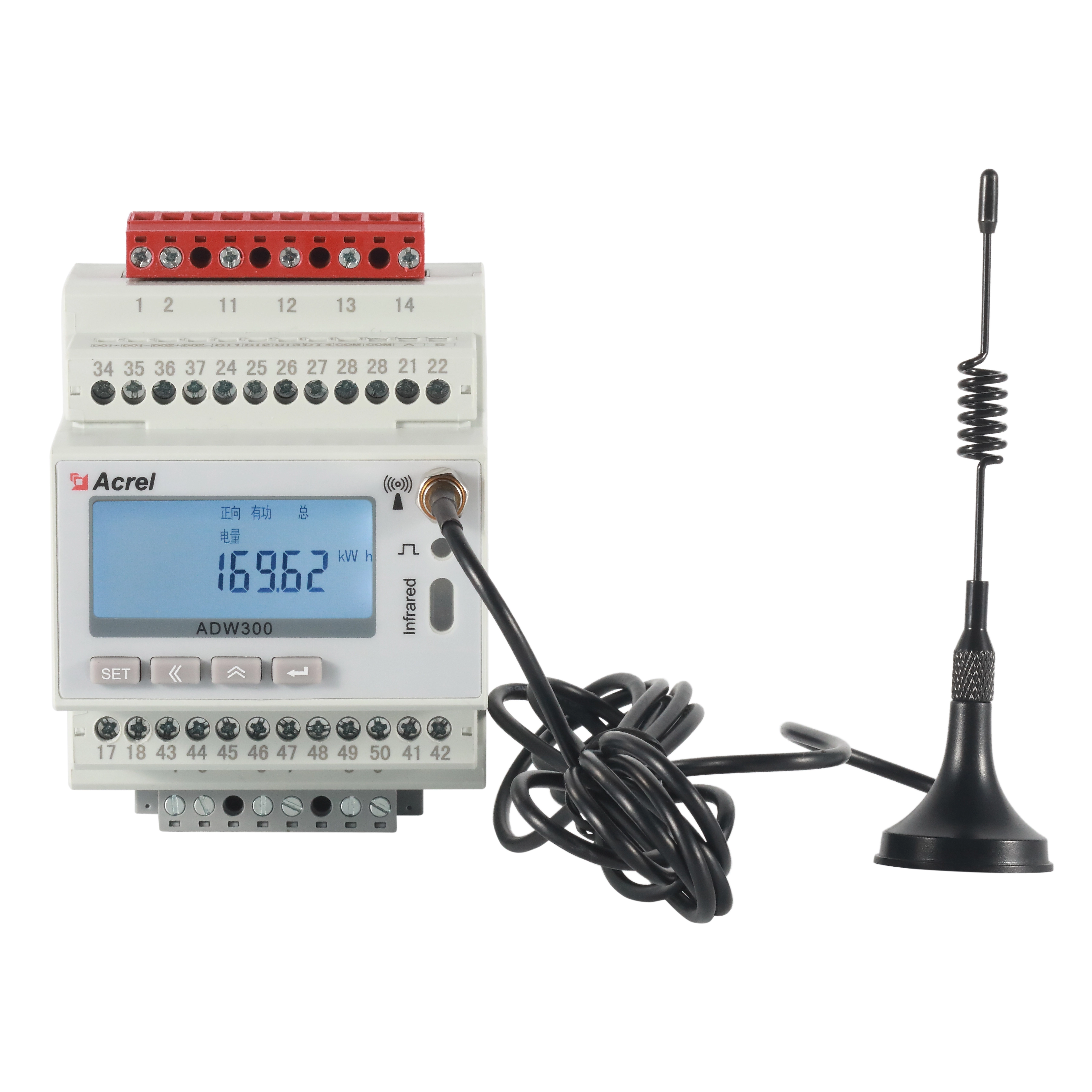 ADW300 Din Rail RS485 And 470MHZ Wireless Power Meter CE Certification