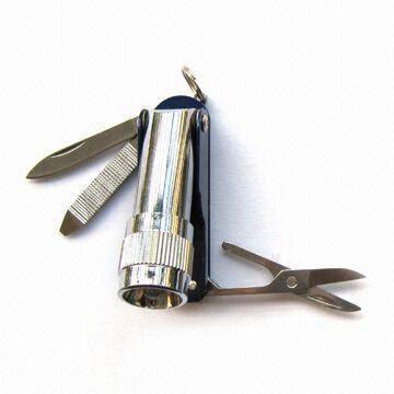  4-in-1 Multi-tool, Includes LED Torch, Knife, Scissors, and Nail File Manufactures