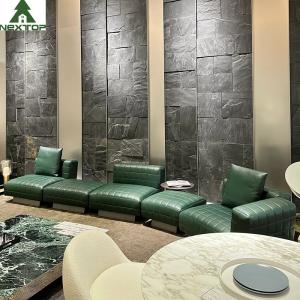 China 1800*1000mm Hotel Lobby Furniture Home Office Luxury Green Leather Modular Sofa Set on sale
