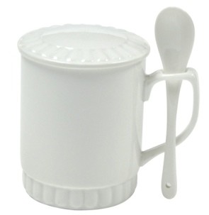 China 11oz White Mug with Lid and Spoon on sale