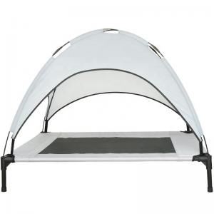  White 7in Folding Camping Dog Bed BSCI Outdoor Raised Dog Bed With Canopy Manufactures