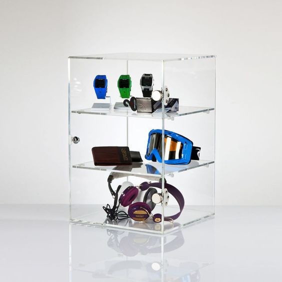 Quality Custom Souvenir Glass Showcase Cabinet Jewellery Storage Box Logo Printed for sale
