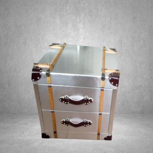China aviator trunk coffee end table metal Aluminium corner cabinet for sofa home decoration cabinet with storage on sale