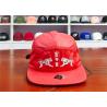 Buy cheap Red Camper Flat Brim Leather Fabric Cap 5 Panels from wholesalers