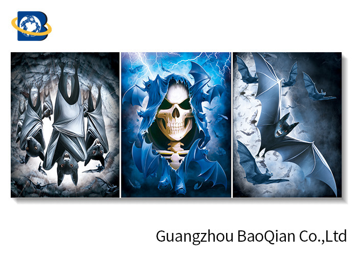  Lenticular 3d Stereograph Printing With Scary Skull , 3d Home Decor Wallpaper Manufactures