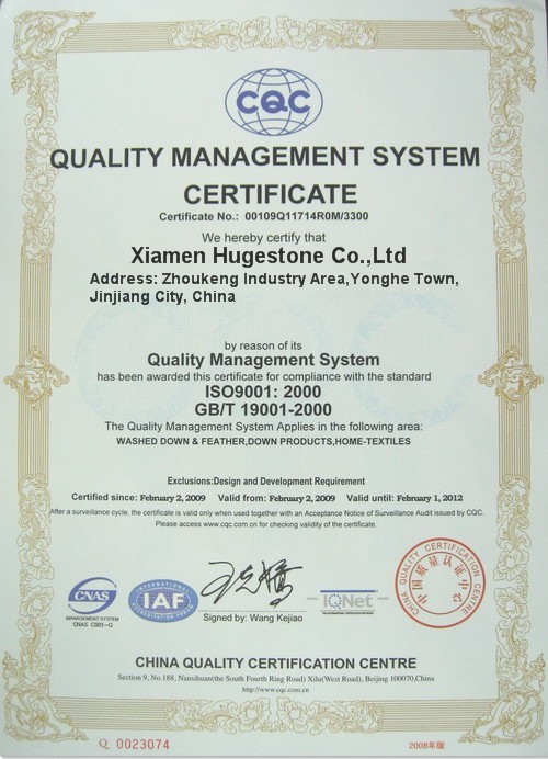 Xiamen Hugestone Limited Company Certifications