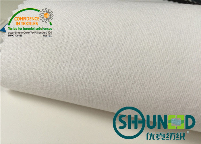 China Plain Weave Cotton Brush Shirt Interlining White Flat Coating on sale